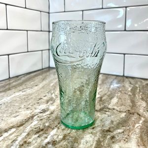 Vintage Coca Cola Pebbled Green Coke Drinking Glass Tumbler 12 oz